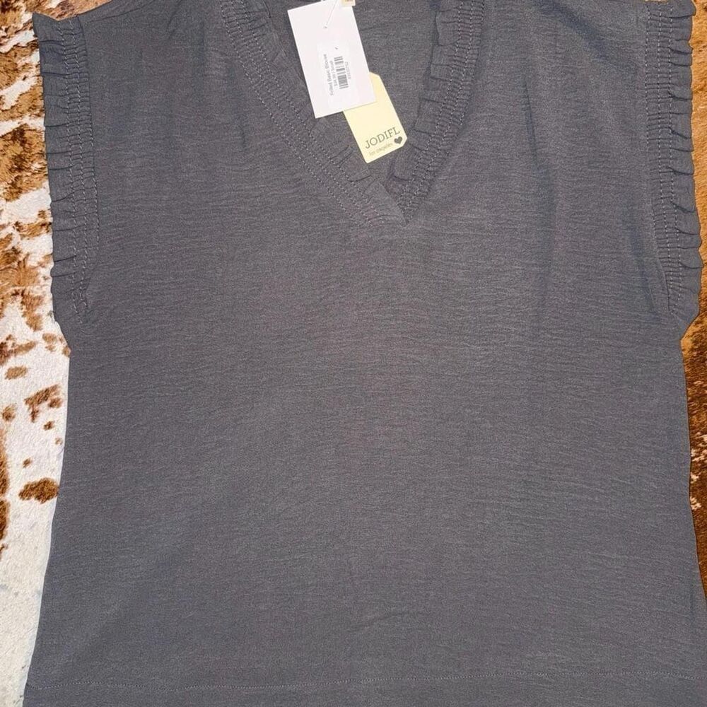 Jodifl Women's Charcoal Gray Sleeveless Blouse New Size Small